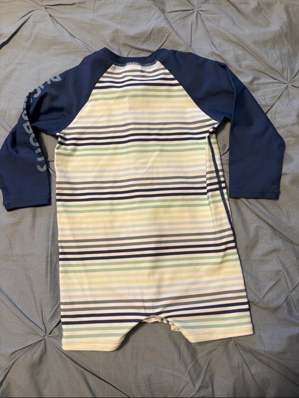 Rugged Butts Navy & Stripe Long-Sleeve Rash Guard One-Piece Swimsuit 18-24M - Picture 6 of 6